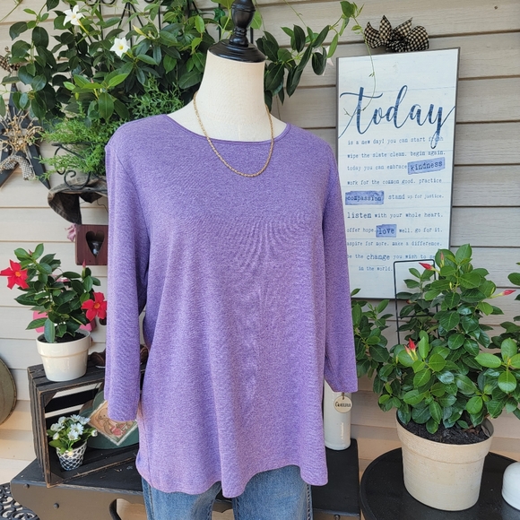CJ BANKS ♡ Soft 'n Sweet Periwinkle 'Layer Your Look' 3/4 Length Sleeve Top X - Picture 1 of 10